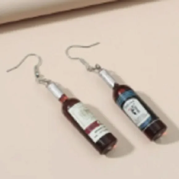 😈NEW Wine Bottle Earrings Two Pairs (Burgundy & Red)😈 - Picture 2 of 2